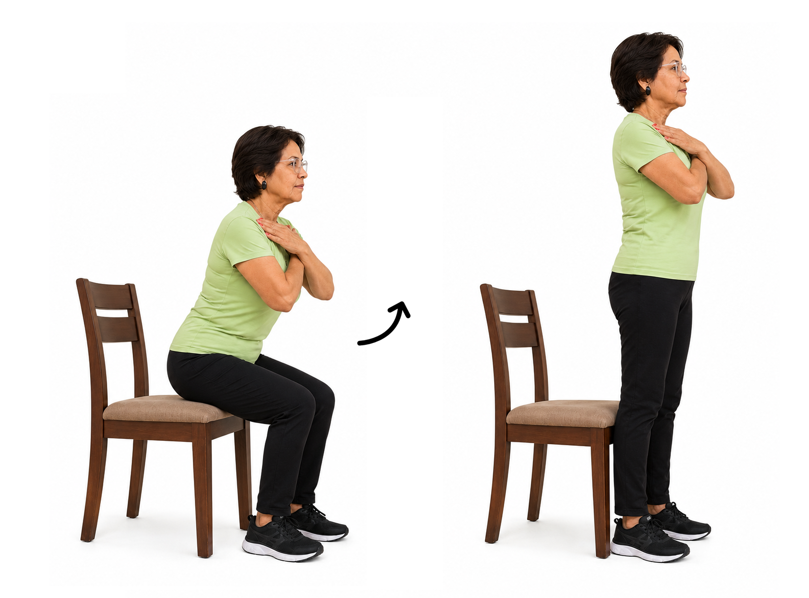 Figura 3. Persona realizando la prueba de pararse de una silla sin usar los brazos.