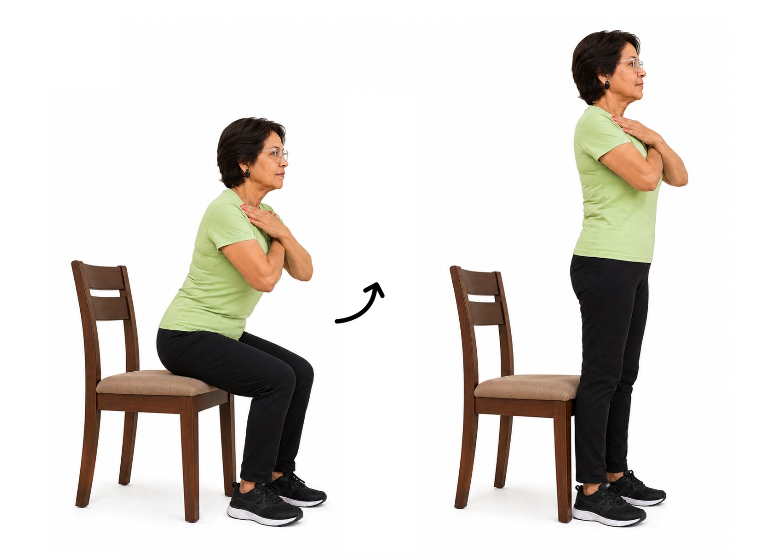 Figura 3. Pararse de la silla sin ayuda de los brazos 5 veces.